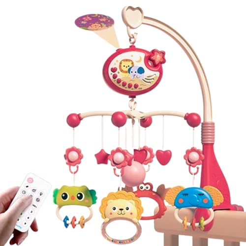 Oyuncak Pilli Işıklı Müzikli Projektörlü Kumandalı Sabitlemeli Dönence Çıngıraklı Dişlikli Bebek Yatıştırıcı Zaman Ayarlı (kırmızı)