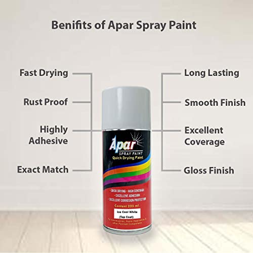 Image of APAR Spray Paint Ice Cool White (RC Colour Name) Compatible for Renault cars -225 ml (Pack of 2-Pcs)