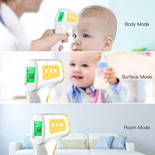 Baby Forehead Thermometer, Infrared Non-Contact Thermometer for Adult, Kids, Baby, Accurate Instant Readings No Touch Infrared Thermometer with 3 in 1 Digital LCD Display for Indoor and Outdoor Use