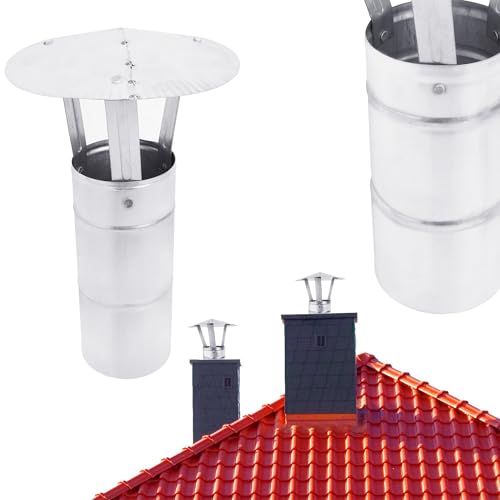 BAUSTER® Okap kominowy, Ø 80 mm, ocynkowana stal, osłona komina, osłona komina, osłona komina, osłona przeciwdeszczowa do komina, komina, ochrona przed deszczem