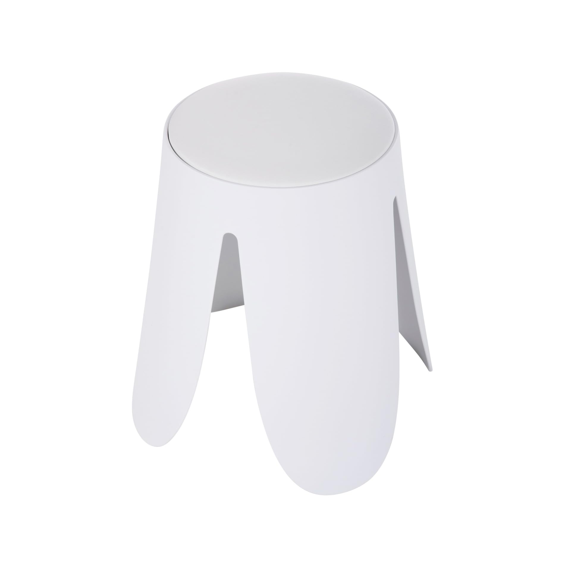 Rebecca Mobili Juego de 2 taburetes modernos, taburete reposapiés bajo, blanco, polipropileno sintético, sin respaldo, para salón dormitorio – Medidas (alt. x anch. x prof.): 46 x 30 x 30 cm – Art