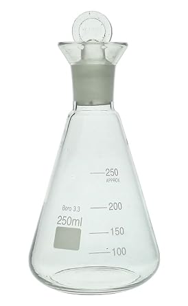 FLK-12-250 Glass 250ml Iodine Flask with 24/26 Stopper Ground Glass Joint Erlenmeyer Flask Conical Shape
