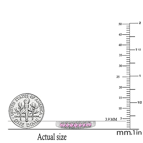 Dazzlingrock Collection Round Gemstone and Round White Diamond Womens Stackable Wedding Band, 10K Solid White Gold3