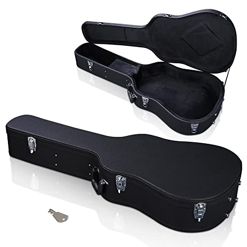 HeyJiaYu 41" Acoustic Guitar Hard Shell Case with Lock Black