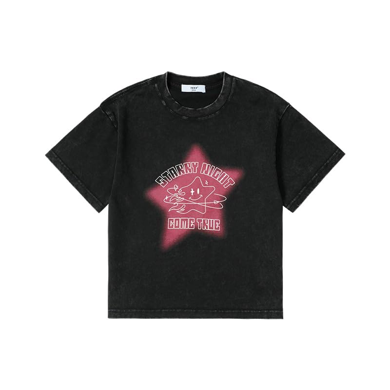 Boys and Girls Short Sleeved Boys Girls Graphic T-Shirts Youth Fashion Summer Tops Crew Neck Tops Casual Clothes (Black,170/13-14 Y,14 Years,13 Years,Unisex,Big Kid,US,Age)