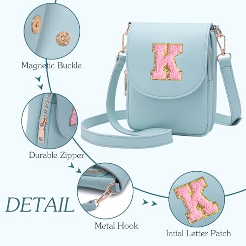 Image of Viverte Crossbody Purse for Teen Girls Small Initial Cell Phone Toddler Purse Leather Triple Compartment Crossbody Bags