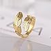OIDIMS Feather Stainless Steel Statement Rings Angel Wings Leaves Wrap Open Adjustable Finger Engagement Couple Ring for Women Men Cocktail Party Jewelry Fashion Gifts for Birthday Christmas (Gold)