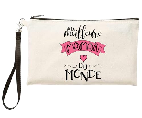 Jm-Déco Trousse Cadeau Maman – “La Meilleure Maman du Monde” – Pochette Maquillage ou Rangement – Idée Cadeau fête des mères, Anniversaire, Femme, Parent - TR570