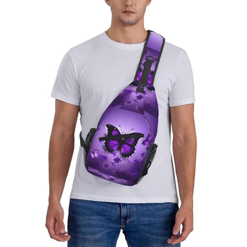 Mochila bandolera negra con estampado de mariposas miniatura 7