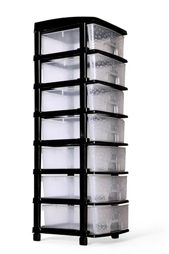 Image of Plastic Modular Drawer Storage Chest Of Drawers Organizer Storage Box, Large Stomo Racks For Multipurpose Anti-slip Shoes Organizers (Transparent, 7 Layer)