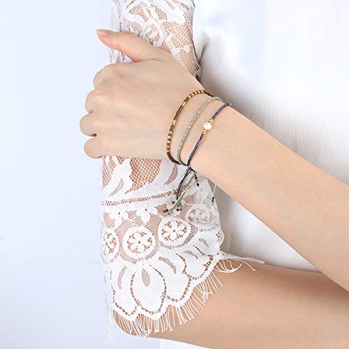 Image of C.QUAN CHI Handmade Friendship Beaded Bracelet Adjustable Colorful Miyuki Beads Bracelet