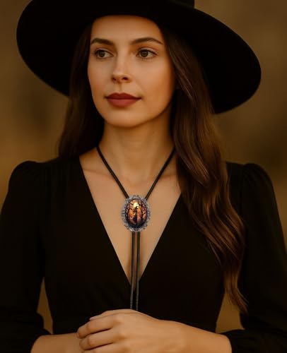 Image of PEARLY JUN Bolo Tie for Women Men Flower Rose Western Cowboy Brown Leather Country Style String Vest Gifts