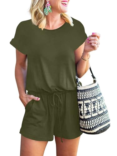 ANRABESS Rompers for Women Summer 2025 Casual Dressy One Piece Tshirt Short Pants Jumpsuit Beach Vacation Outfit Clothes