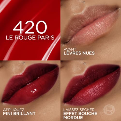L'Oréal Paris - Encre à Lèvres Multi-Usages - Hydrate Instantanément & Offre un Éclat de Couleur Naturel - Enrichi en Acide Hyaluronique - Hyaluron Tint - Teinte : Le Rouge Paris
