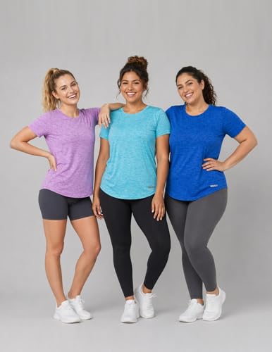 Image of 5 Pack Women's Quick Dry Short Sleeve T Shirts, Athletic Workout Tee Tops for Gym Yoga Running