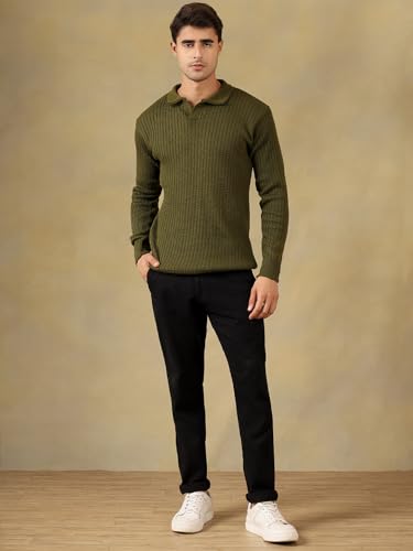 Image of Kvetoo Full Sleeve Winter Wear Woolen Collar Polo Sweater for Men