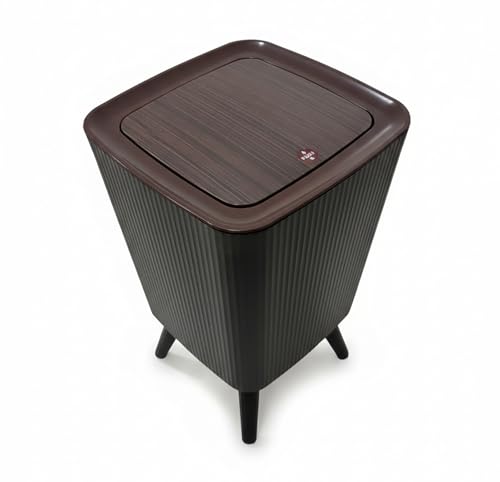 Image of House of Quirk Bathroom Trash Cans with Lids, 9 Litre Modern Office Trash Can for Near Desk, Kitchen Garbage Can Small Garbage Bin, Nordic Waste Bin (Black)