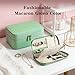 DHSUN Travel Jewelry Organizer, Small Tangle-Free Case for Necklaces, Jewellery,Earrings, Rings, Bracelets, Fashion Portable Jewelry Travel bags for Women,Macaron Green