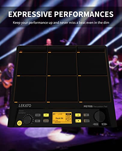 image for LEKATO Percussion Sample Pad, Electric Drum Pad with 9 Velocity-Sensit