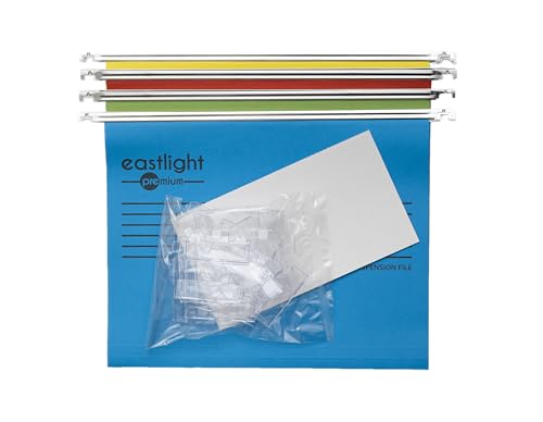 Eastlight Premium Filing Cabinet A4 Suspension Files [ Pack 25 ] with Tabs and Inserts 100% Recycled Manilla. Made in The UK, **Please Check Size Required **