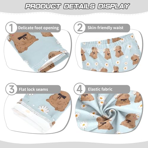 ALAZA Girls' Leggings Children's Yoga Pants Skinny Printed Dance Daisy Capybara Cute Comfortable 4T2