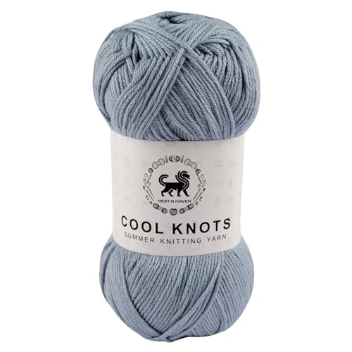 Image of NESTNHAVEN Polyester Blend Cool Knots, Hand Knitting Yarn (1 Ball 100G) - Luxury Yarn For Crochet, Amigurumi, Embroidery, Toys, Garments, Flowers And Hobby Projects (Grey)