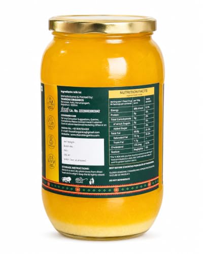 Image of THAROHI Desi Cow Ghee (1 litre) | Traditional Bilona Method | A2 Desi Cow Ghee | Ethically Raised Cows | Single Farmer Produced | Lab Tested | 1000 ml