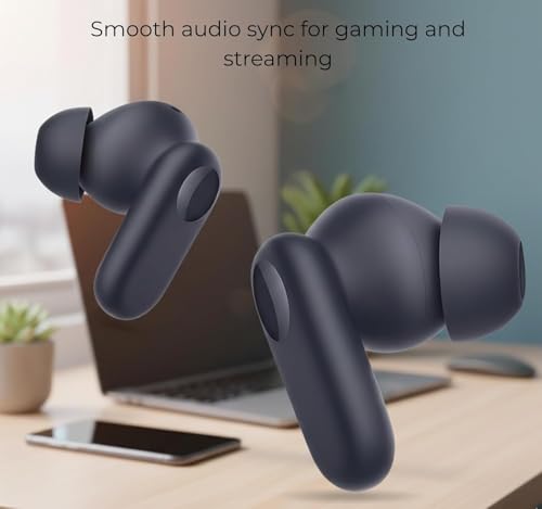Image of Lynacz Original True Wireless Earbuds Compatible with One-Plus, 2R, with Mic 2r, 12.4mm Drivers, Playback Upto 38hr with Ling Playtime & Travel Friendly (Black)