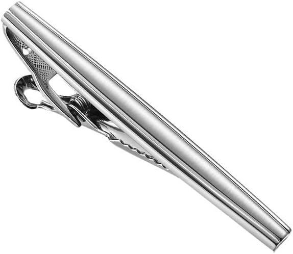 Men's Tie Clip Silver Brushed Finish Business Professional