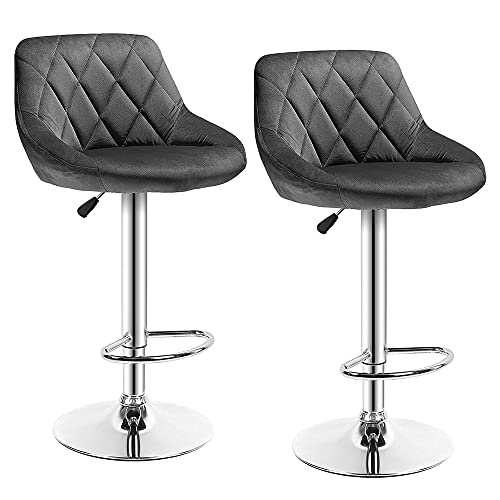 HUOLE 2 tabourets de Cuisine,Rotation à 360 degrés,Lot de 2 en Velours,Robuste et Ultra Silencieux, pour Comptoir Bar ou Cuisine,Chaise de Bar Spoon,Capacité 120KG