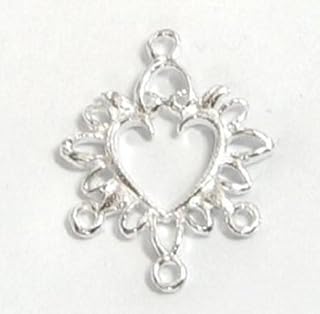 2 pcs .925 Sterling Silver Heart Filigree Chandelier Earrings Necklace Connector/Findings/Bright