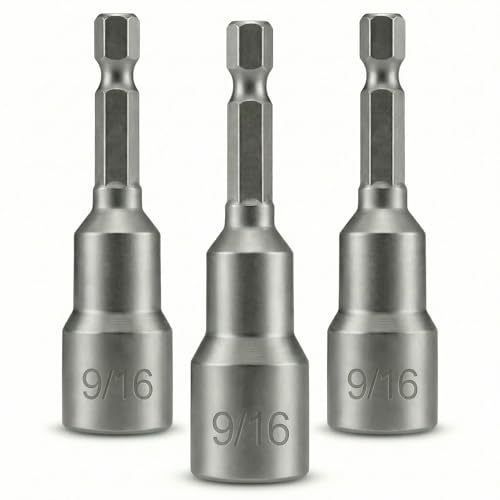 3 PCS 9-16 Impact Magnetic Nut Driver Set, Ultra Magnetic 2.5 (65mm) Long, 1-4 Hex Shank, Heavy Duty Cr-V Steel