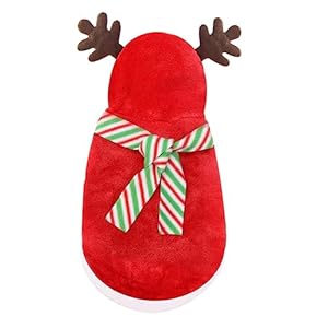 Abaodam Weihnachts-Hundekostüm Rentier mit Schal 1 Set