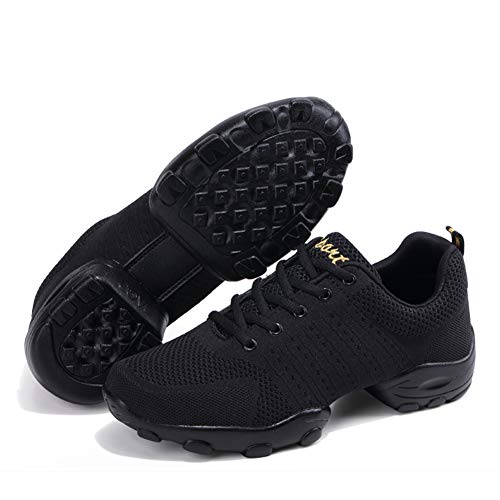Men's Lace-up Dance Sneakers -Breathable Synthetic mesh -Split Sole Athletic Walking Jazz Dance Shoes Platform3