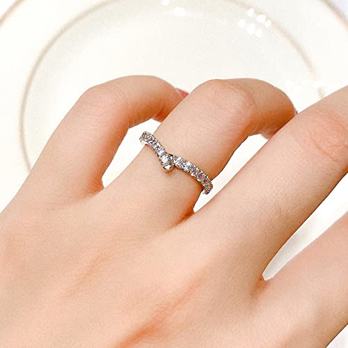 Solid 10K/14K/18K Gold 0.45 CT.TW Diamond/Moissanite V-shaped Curved Chevron Wedding Band for Women, Available in Size 3-16 and White/Rose/Yellow Gold4