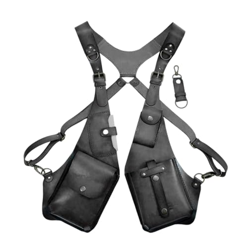 Générique Sac sous Arme en Cuir PU - Poche de Portefeuille Holster Double Holster en Cuir Vintage - Portefeuille de téléphonie antivol caché réglable