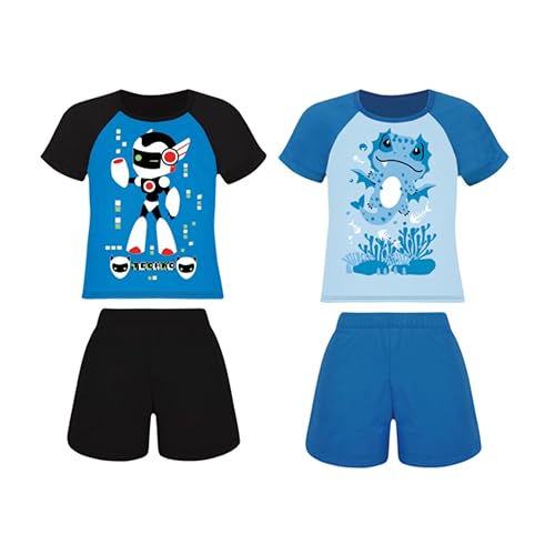 Kit 02 Pijamas Curto Meninos Infantil Lupo | 1 Preto - 1 Azul | 10