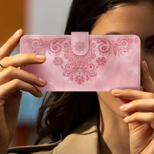 Image of amazon basics Moto Edge 60 Stylus 5G Flip Cover | Card Pockets Wallet & Stand | Flip Cover for Moto Edge 60 Stylus 5G (Pink Flower)
