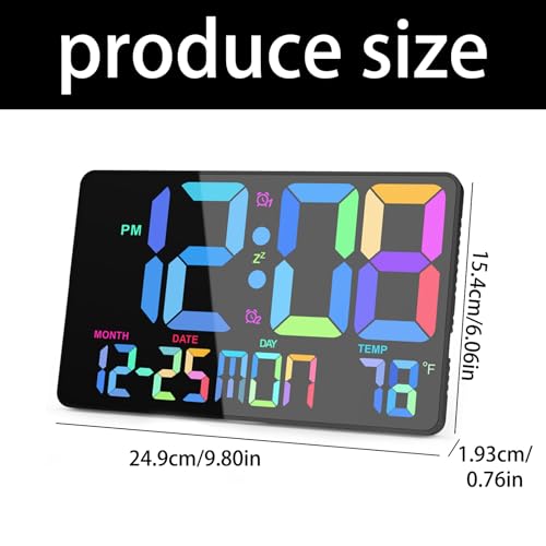 Horloge murale numérique à couleur changeante et réveil avec télécommande - 6