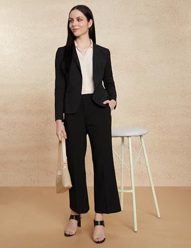 Image of Amazon Brand - Symbol Women's Flared Mid Rise Ankle Length Trouser (Formal Office Wear| Business Casual Pants) (Available in Plus Sizes)