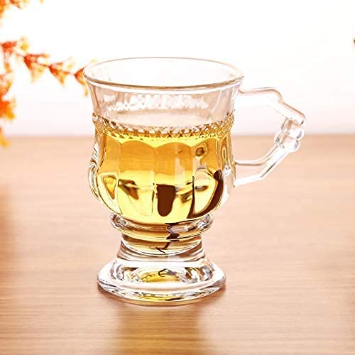 KriVat Glass Coffee Mugs with Handle Set of 6,Clear Tea Cup Set 4
