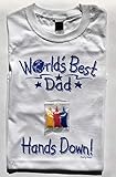 Hand-y Tees World’s Best Dad T-Shirt, X-Large, White