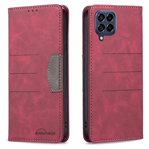 Klapber Funda Cuero Billetera Samsung M53 5G Rojo Cover