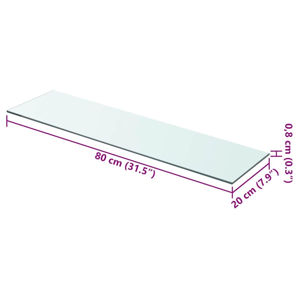 Ripiani in vetro temperato trasparente 2 pezzi pannello 80 x 20 cm per parete moderna espositore da bancone resistente con capacità di carico 15 kg durevole facile da pulire