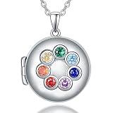 Dreamboat Locket Necklace for Women Girls 925 Sterling Silver Colourful Gem Zirconia Pictures Photo