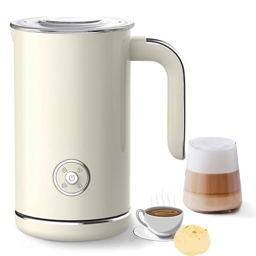 GYKOZY Taza espumadora de Leche Caliente y fría, espumador automático con Calentador y batidor, Capacidad de 8.5 oz/240 ml, Control de Temperatura preciso de 65°C, 4 Modos y Mezcla Uniforme