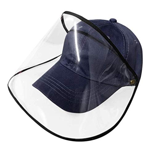 FUN FAN LINE - Gorra de béisbol con Pantalla o máscara Facial Protectora Transparente para Mayor Seguridad. Protector de Cara. (Azul Marino)