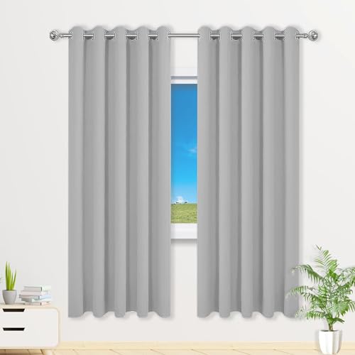 Rideaux Occultant 100 x 140 cm Isolant Anti Froid Chaleur, Satiné Rideau Maison Cuisine Design Moderne à Oeillets, Plusieurs Tailles pour Chambre, Salon,...