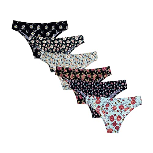 Seasment Tanga Damen String Frauen Unterwäsche Nahtlos Unterhosen Slips Mikro Atmungsaktives Lochdesign 6er Pack Größe Mittel Cover