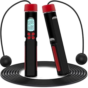 Springtouw met teller, gewogen Speed Rope springtouw met digitale calorieënteller, kogellagers, in lengte verstelbaar…
